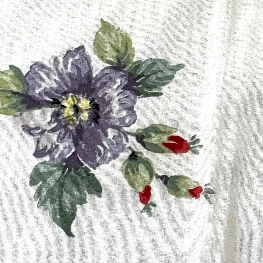 Printed cotton tablecloth floral lightweight white & colorful blossoms flowers